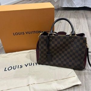 Louis Vuitton Brittany Damier Ebene with leather Burgundy Paneling